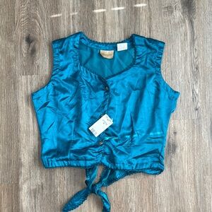 Teal Wrangler Sleeveless Satin Top